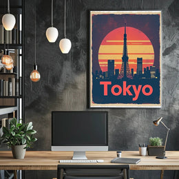 Tokyo Tower Cityscape at Dusk: Urban or Cityscape Poster PosterGoat
