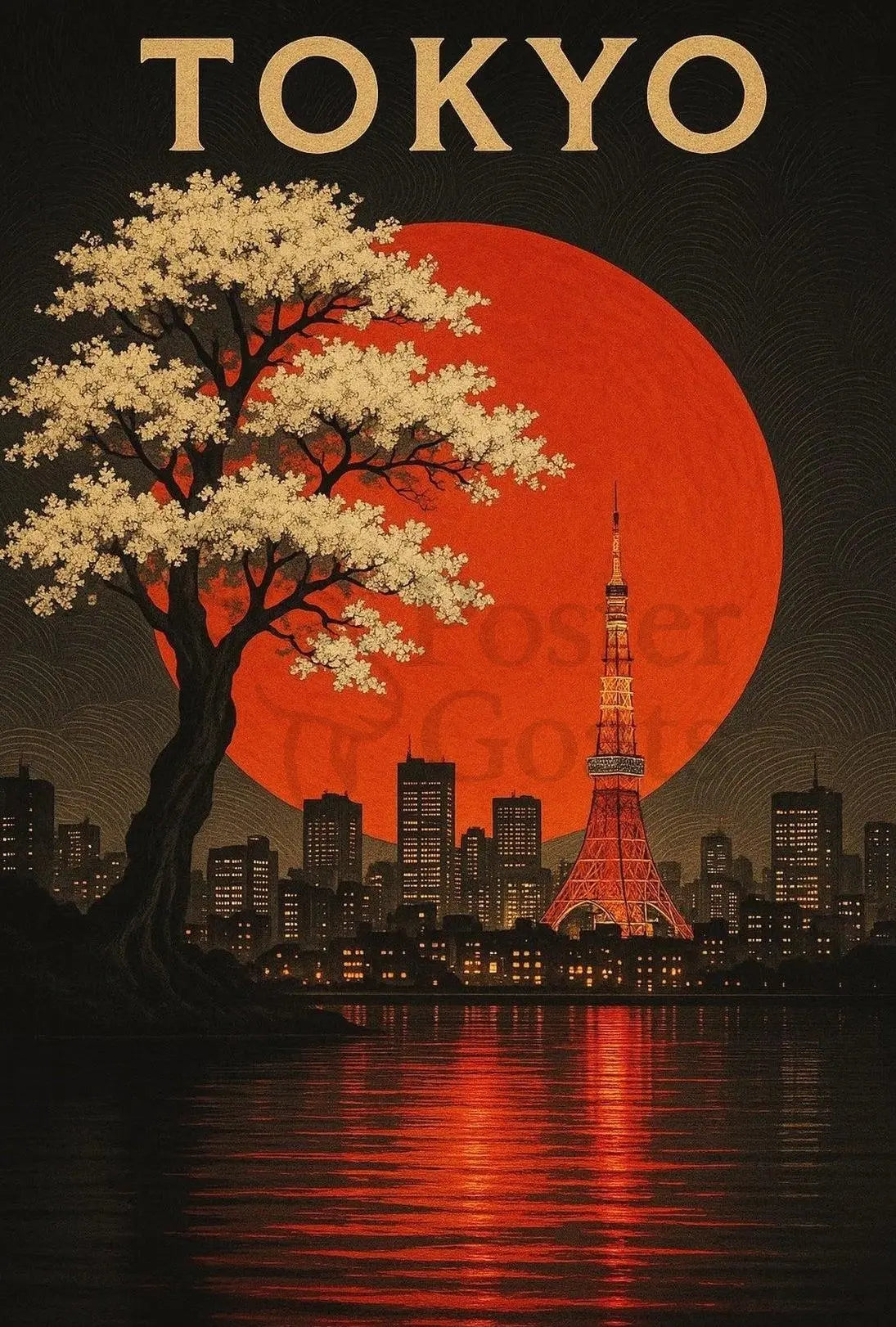 Tokyo Tower Urban Vintage Travel Poster PosterGoat