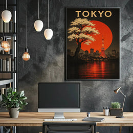 Tokyo Tower Urban Vintage Travel Poster PosterGoat