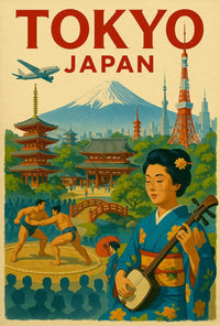 Tokyo Travel Poster with Mid-20th Century Vintage Design PosterGoat