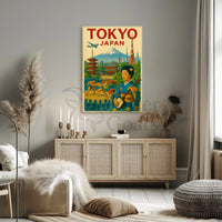 Tokyo Travel Poster with Mid-20th Century Vintage Design PosterGoat