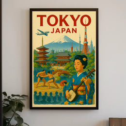 Tokyo Travel Poster with Mid-20th Century Vintage Design PosterGoat