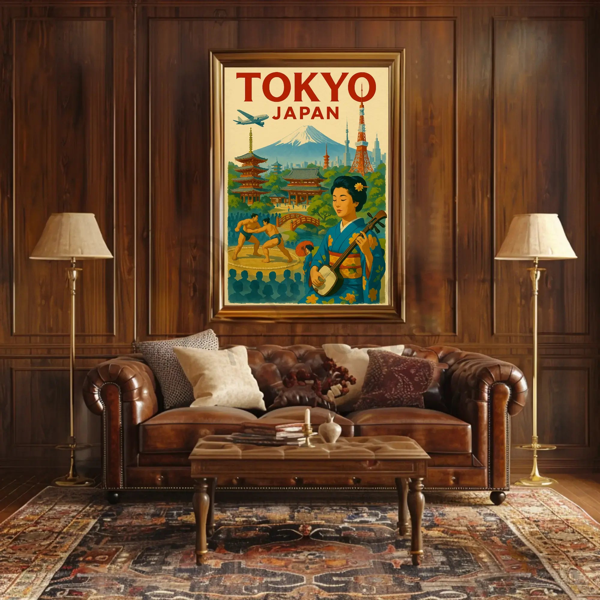 Tokyo Travel Poster with Mid-20th Century Vintage Design PosterGoat