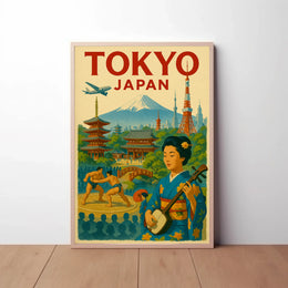 Tokyo Travel Poster with Mid-20th Century Vintage Design PosterGoat