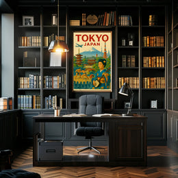 Tokyo Travel Poster with Mid-20th Century Vintage Design PosterGoat