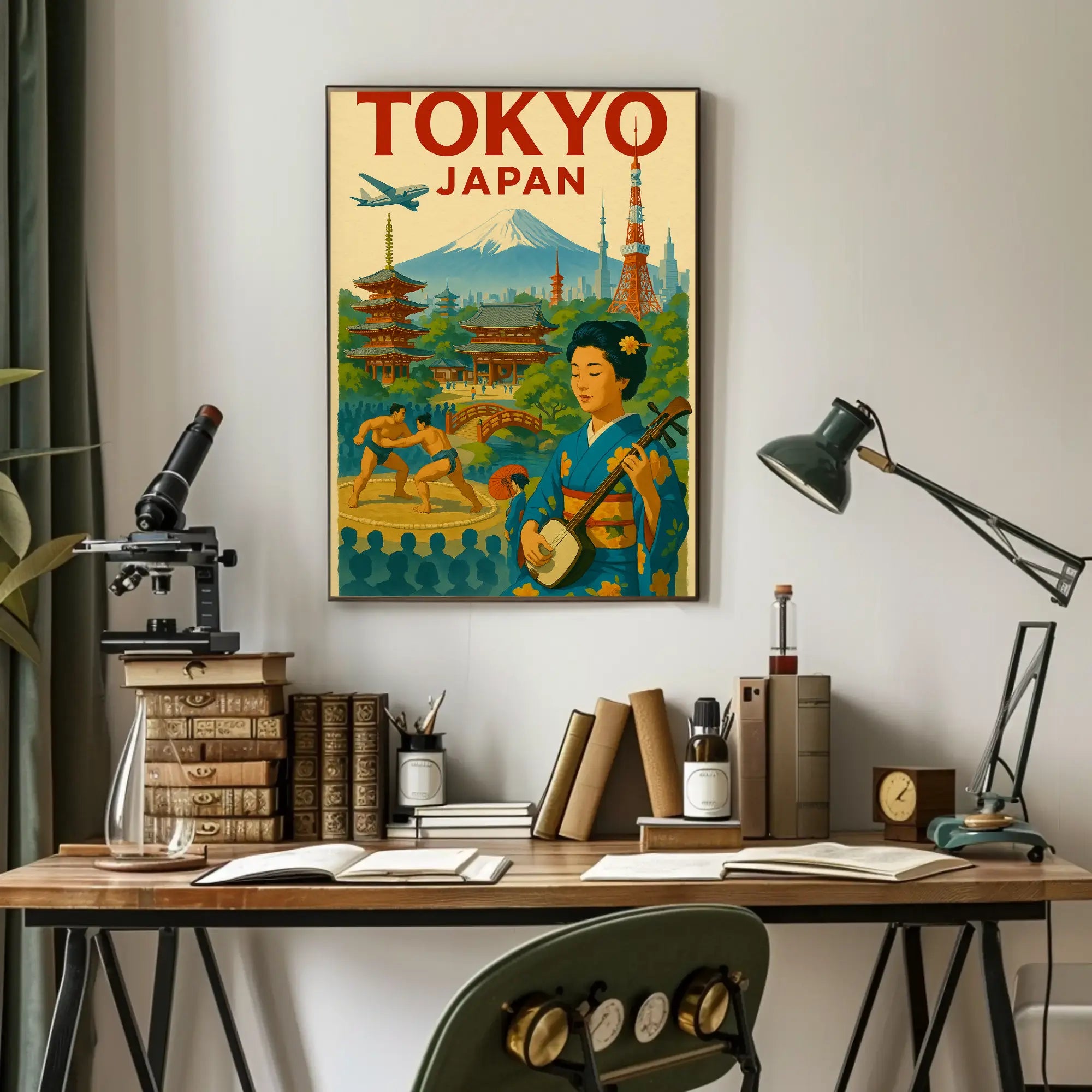 Tokyo Travel Poster with Mid-20th Century Vintage Design PosterGoat