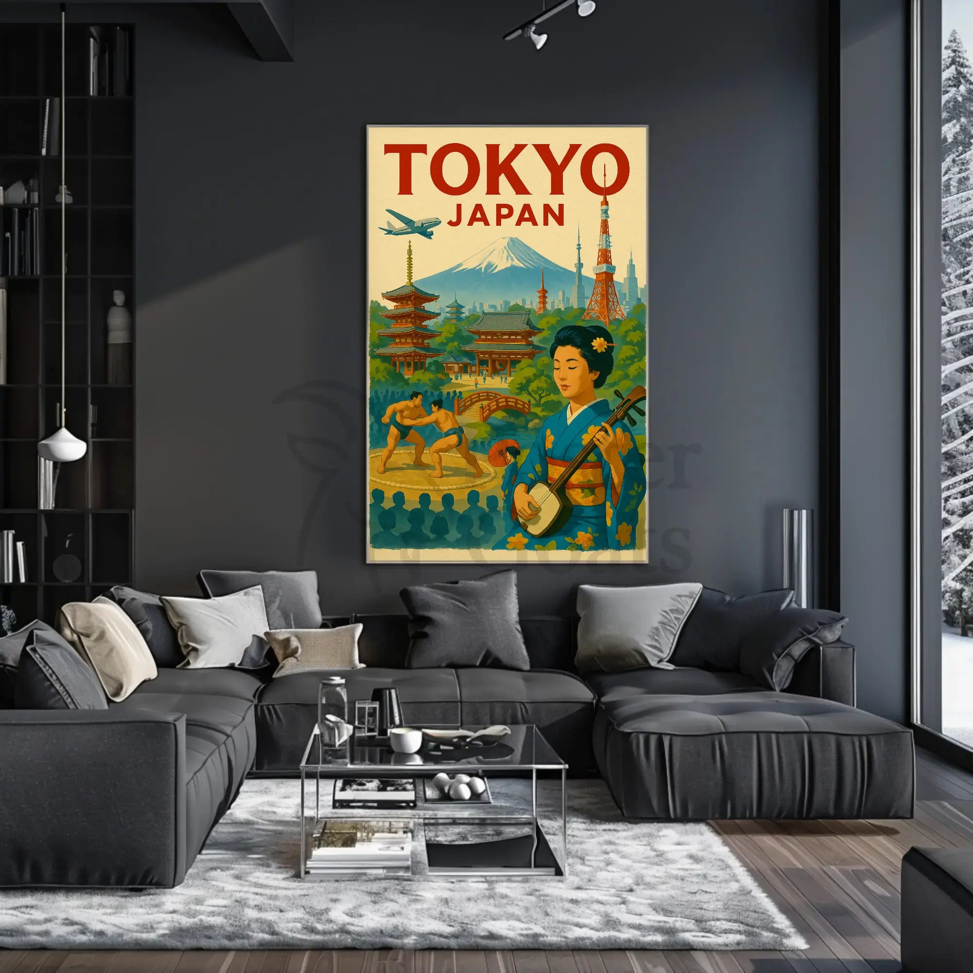 Tokyo Travel Poster with Mid-20th Century Vintage Design PosterGoat