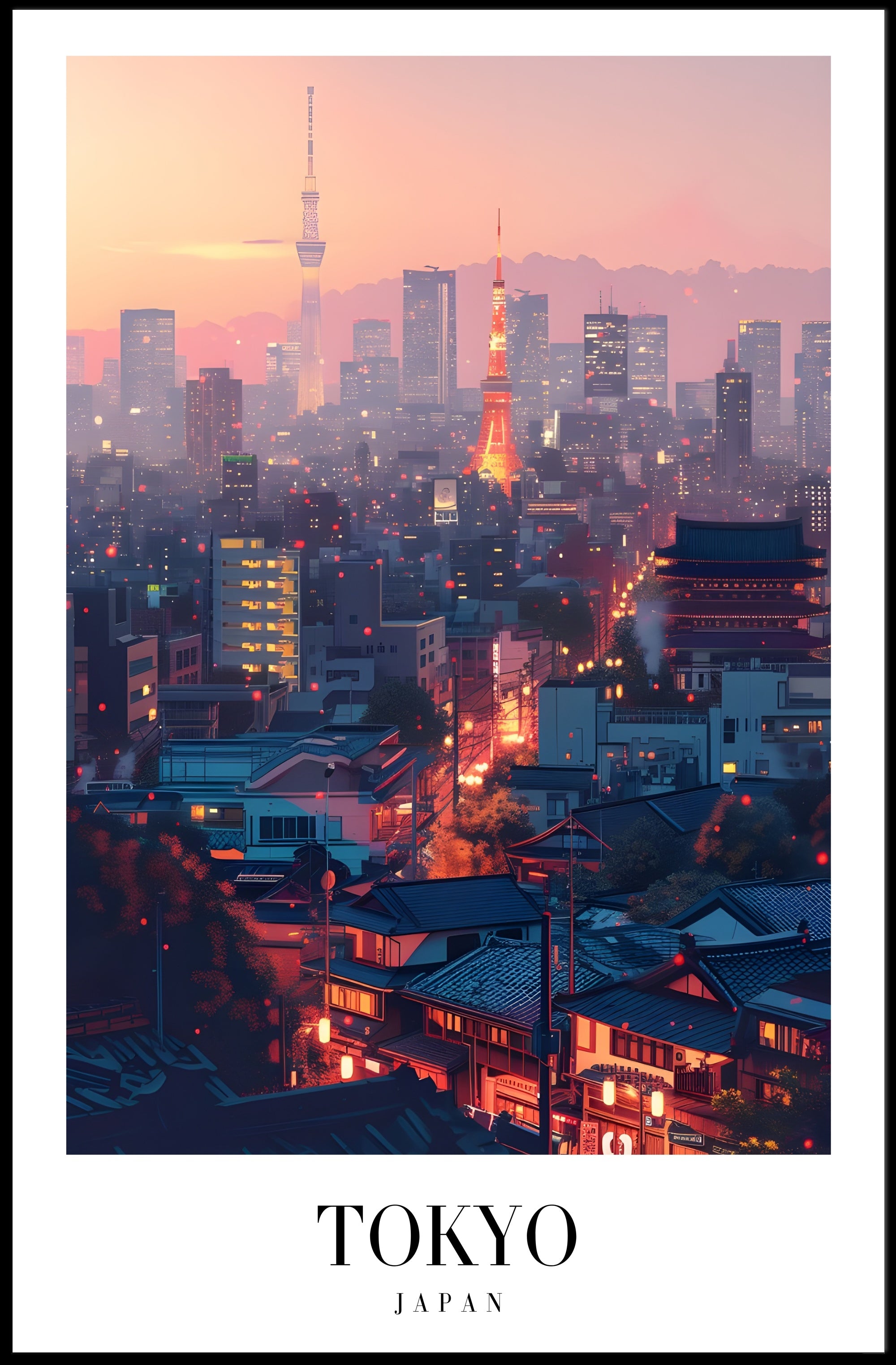Tokyo Twilight Cityscape: Energetic Modern Urban or Cityscape Poster PosterGoat