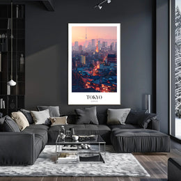Tokyo Twilight Cityscape: Energetic Modern Urban or Cityscape Poster PosterGoat