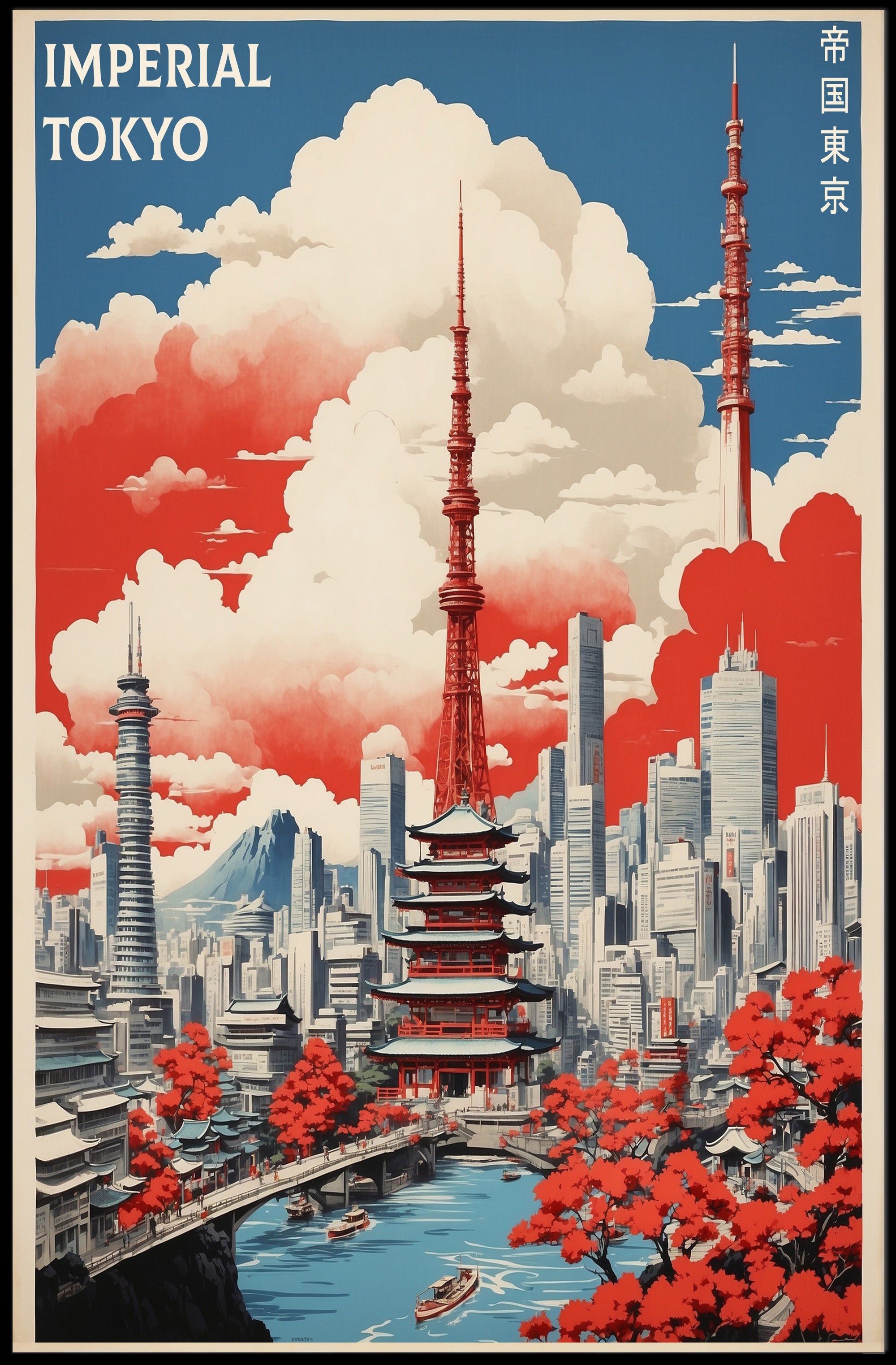 Tokyo's Fusion Skyline in Urban or Cityscape Poster PosterGoat
