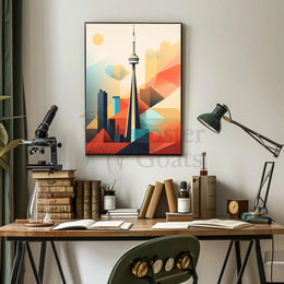 Toronto CN Tower Cityscape Artwork Print - Abstract Artistic Poster PosterGoat