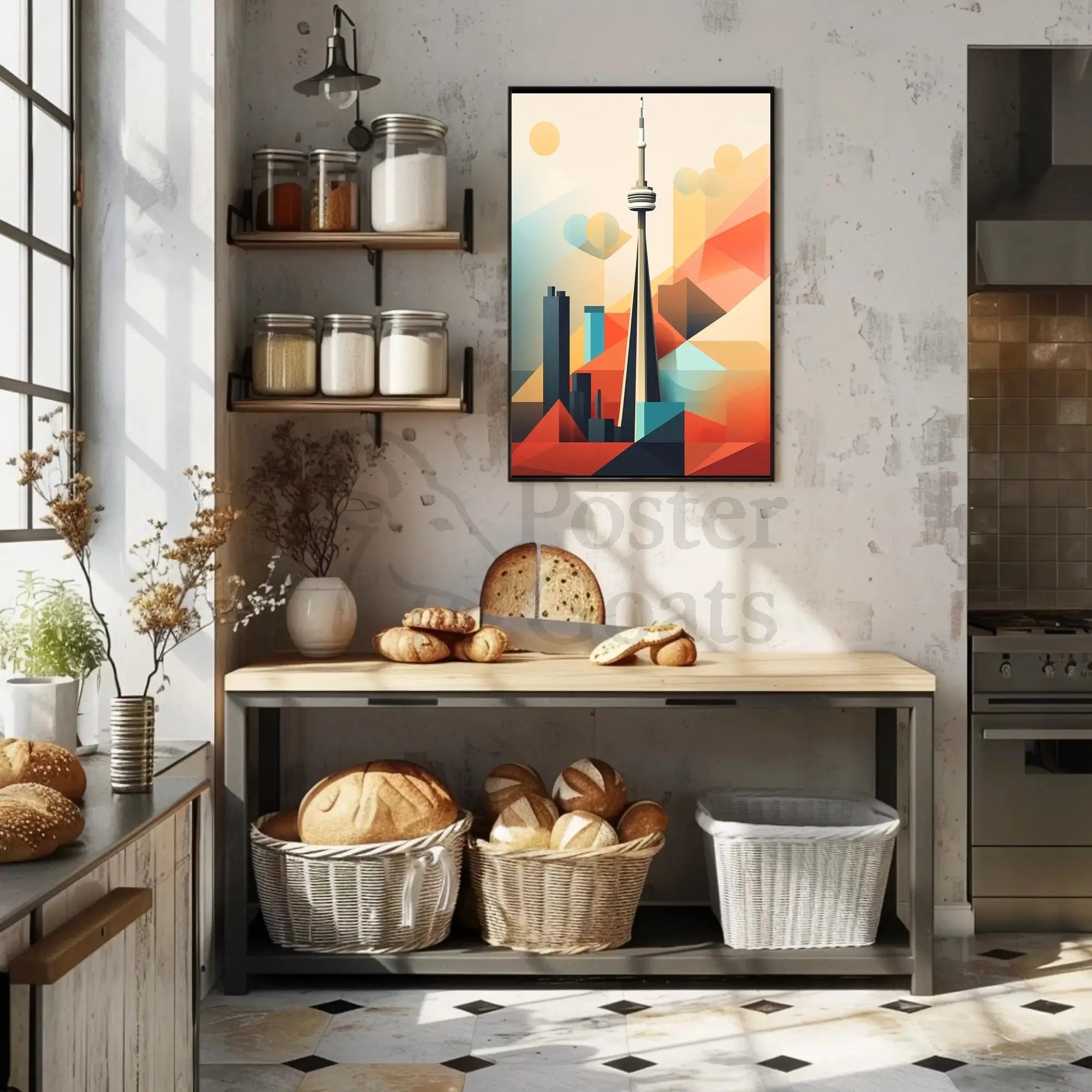 Toronto CN Tower Cityscape Artwork Print - Abstract Artistic Poster PosterGoat