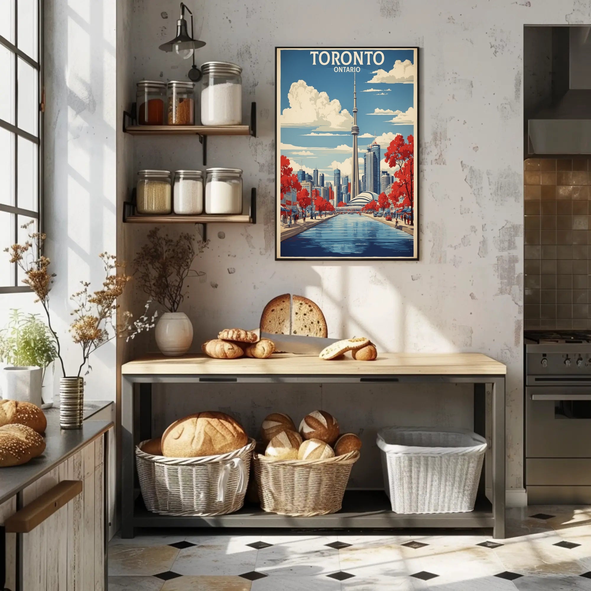 Toronto CN Tower Retro-Modern Urban or Cityscape Poster PosterGoat