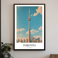 Toronto CN Tower Vintage Style Urban Cityscape Poster PosterGoat