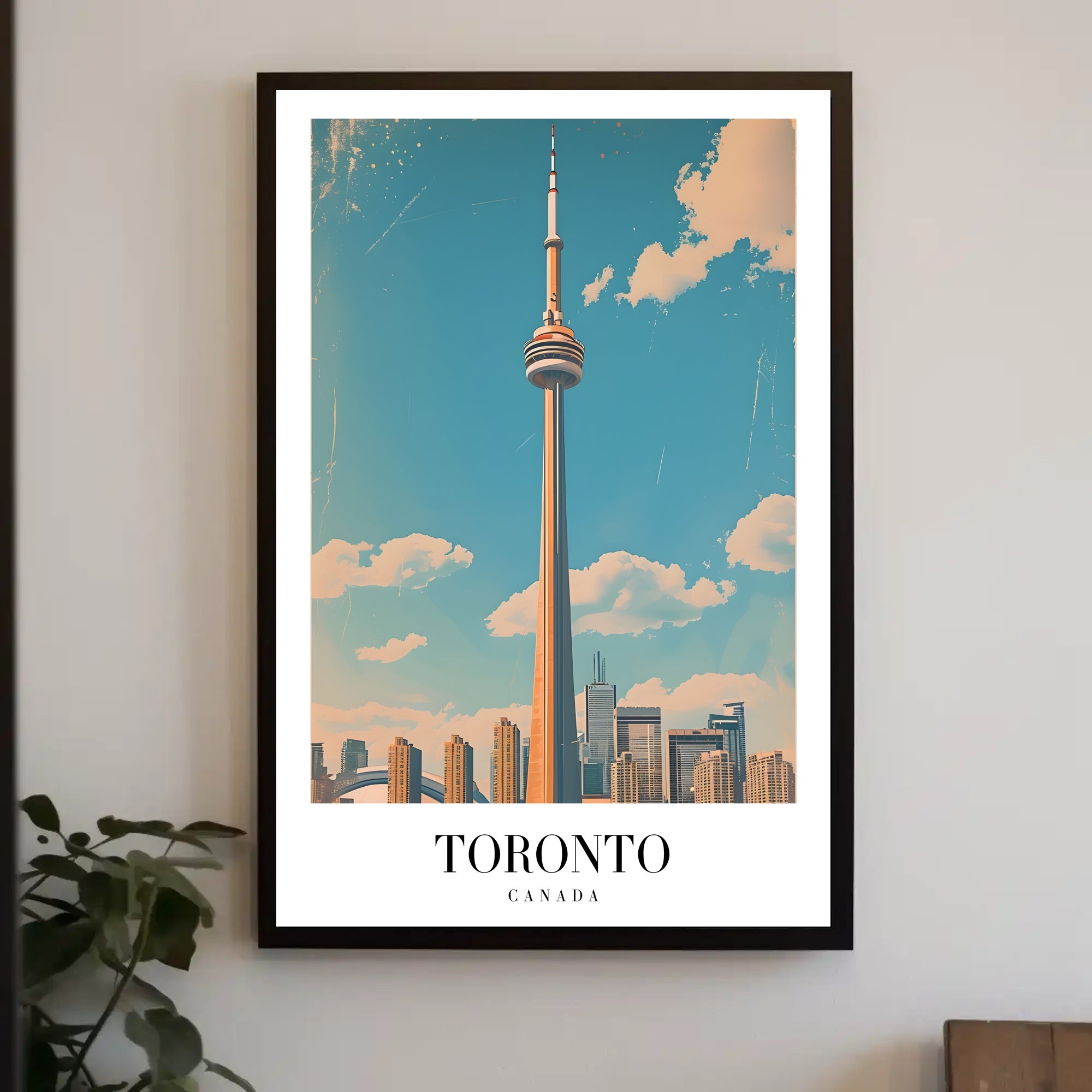 Toronto CN Tower Vintage Style Urban Cityscape Poster PosterGoat