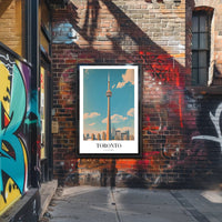 Toronto CN Tower Vintage Style Urban Cityscape Poster PosterGoat