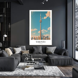 Toronto CN Tower Vintage Style Urban Cityscape Poster PosterGoat
