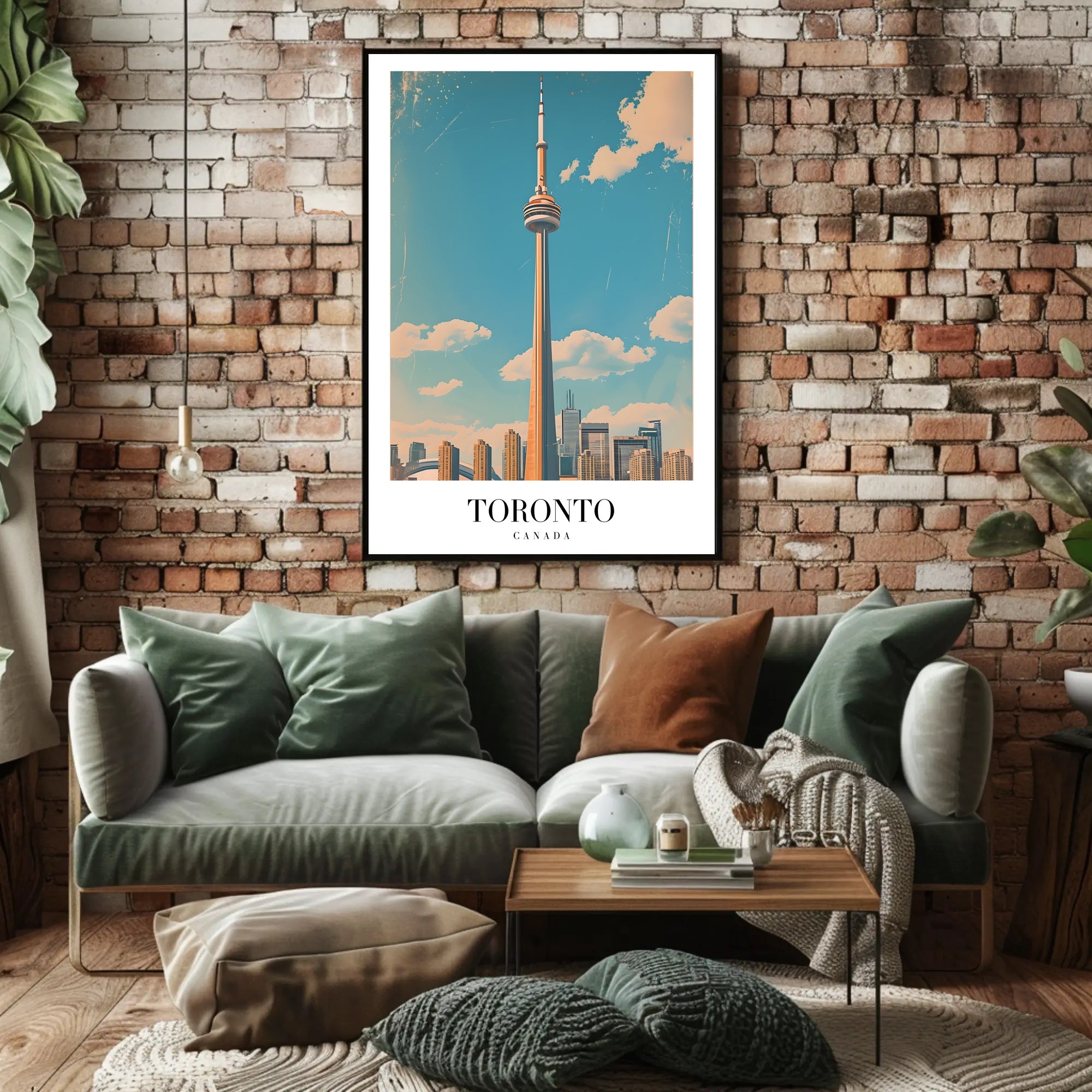 Toronto CN Tower Vintage Style Urban Cityscape Poster PosterGoat