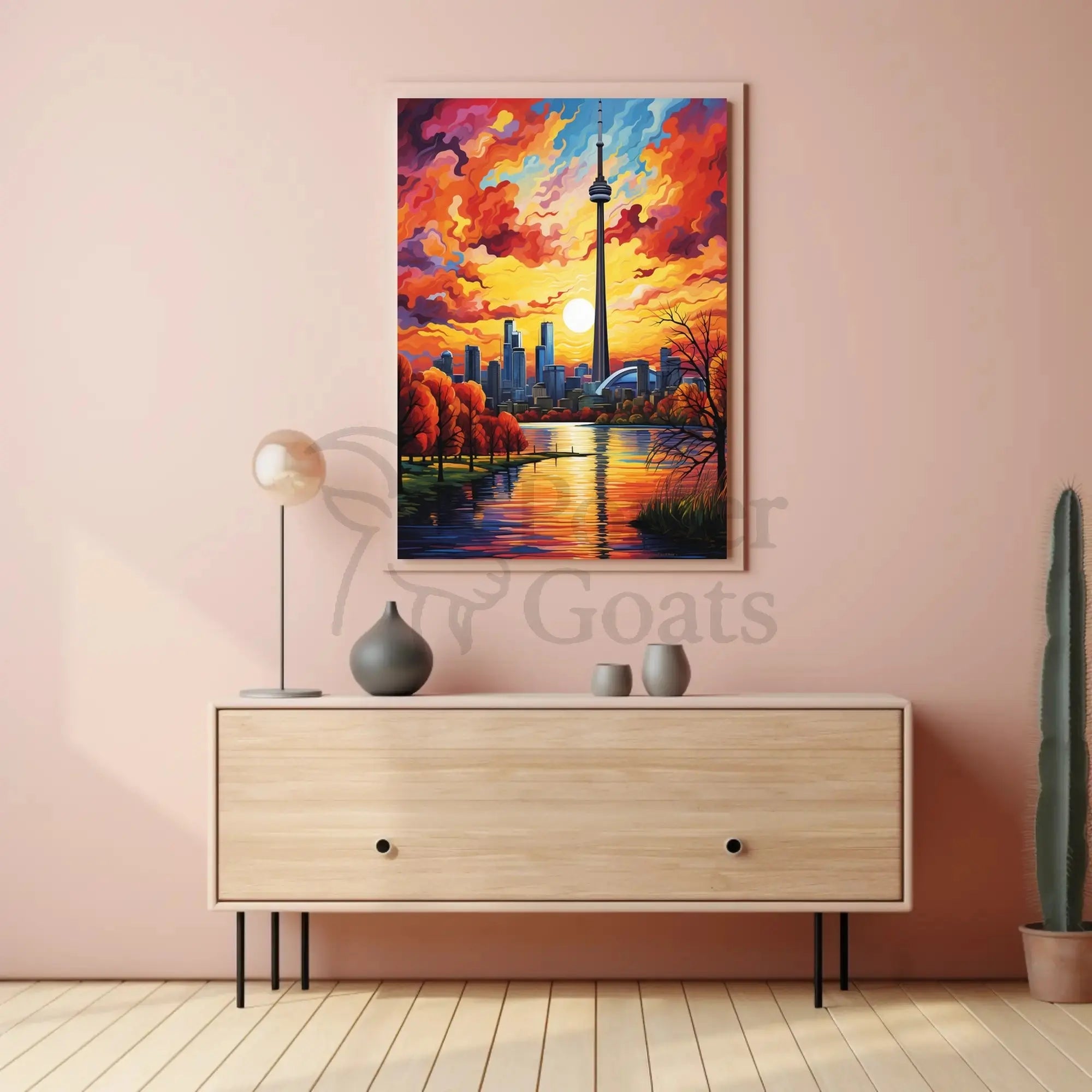 Toronto Skyline at Sunset Modern Artistic Travel Poster PosterGoat