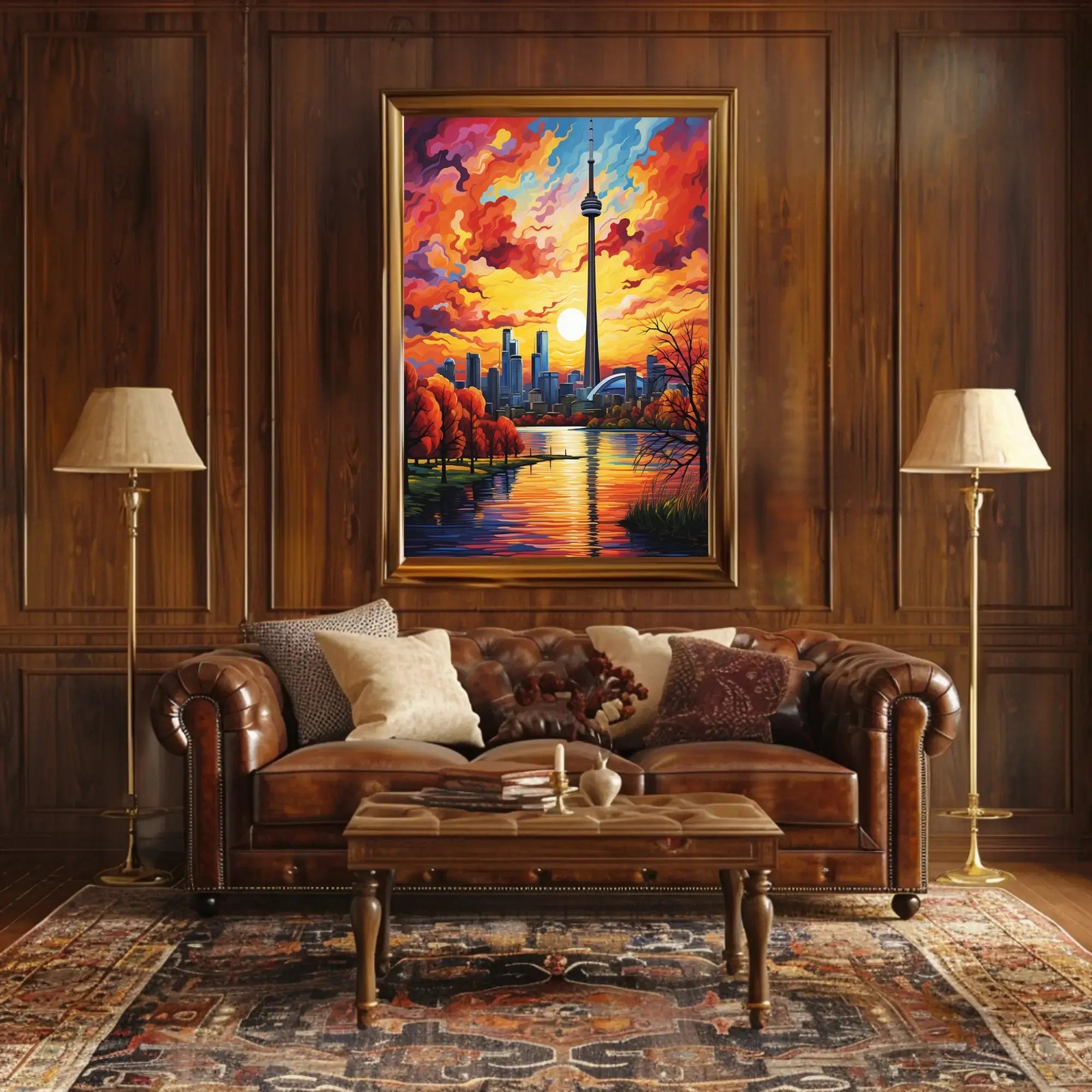 Toronto Skyline at Sunset Modern Artistic Travel Poster PosterGoat