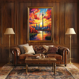 Toronto Skyline at Sunset Modern Artistic Travel Poster PosterGoat