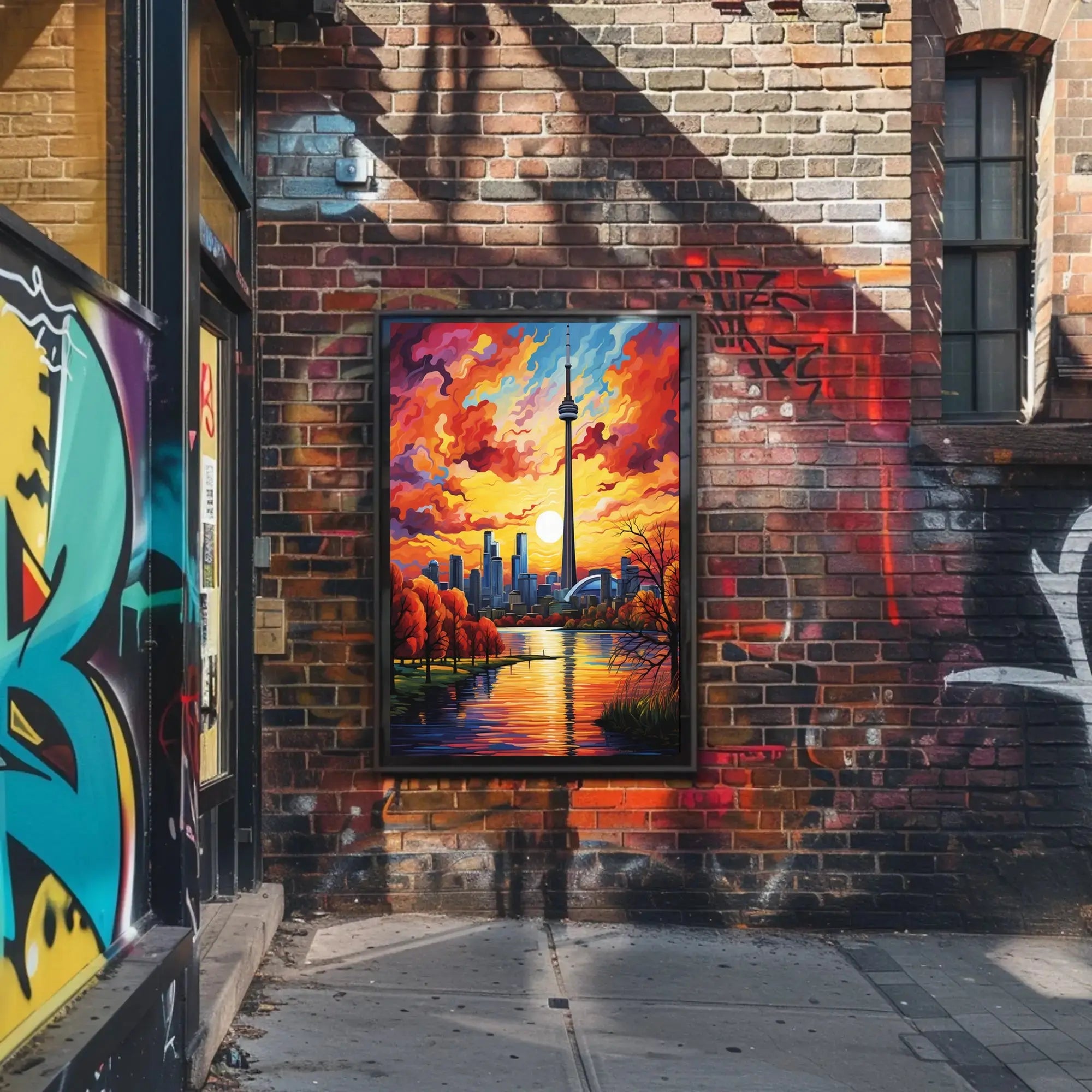 Toronto Skyline at Sunset Modern Artistic Travel Poster PosterGoat