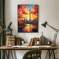 Toronto Skyline at Sunset Modern Artistic Travel Poster PosterGoat