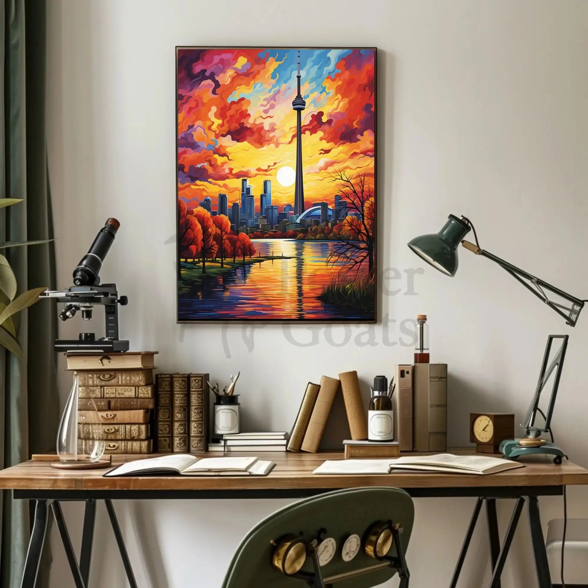 Toronto Skyline at Sunset Modern Artistic Travel Poster PosterGoat