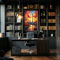 Toronto Skyline at Sunset Modern Artistic Travel Poster PosterGoat