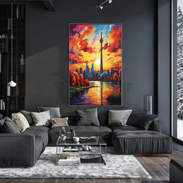 Toronto Skyline at Sunset Modern Artistic Travel Poster PosterGoat