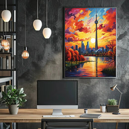 Toronto Skyline at Sunset Modern Artistic Travel Poster PosterGoat