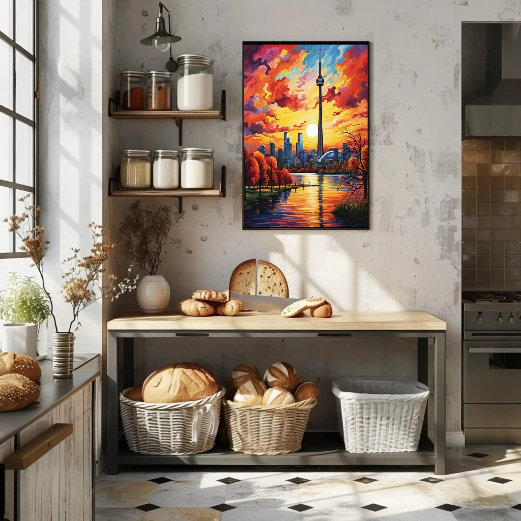 Toronto Skyline at Sunset Modern Artistic Travel Poster PosterGoat
