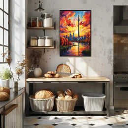 Toronto Skyline at Sunset Modern Artistic Travel Poster PosterGoat