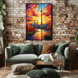 Toronto Skyline at Sunset Modern Artistic Travel Poster PosterGoat