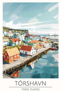 Tórshavn Scenic Harbor Travel Poster PosterGoat