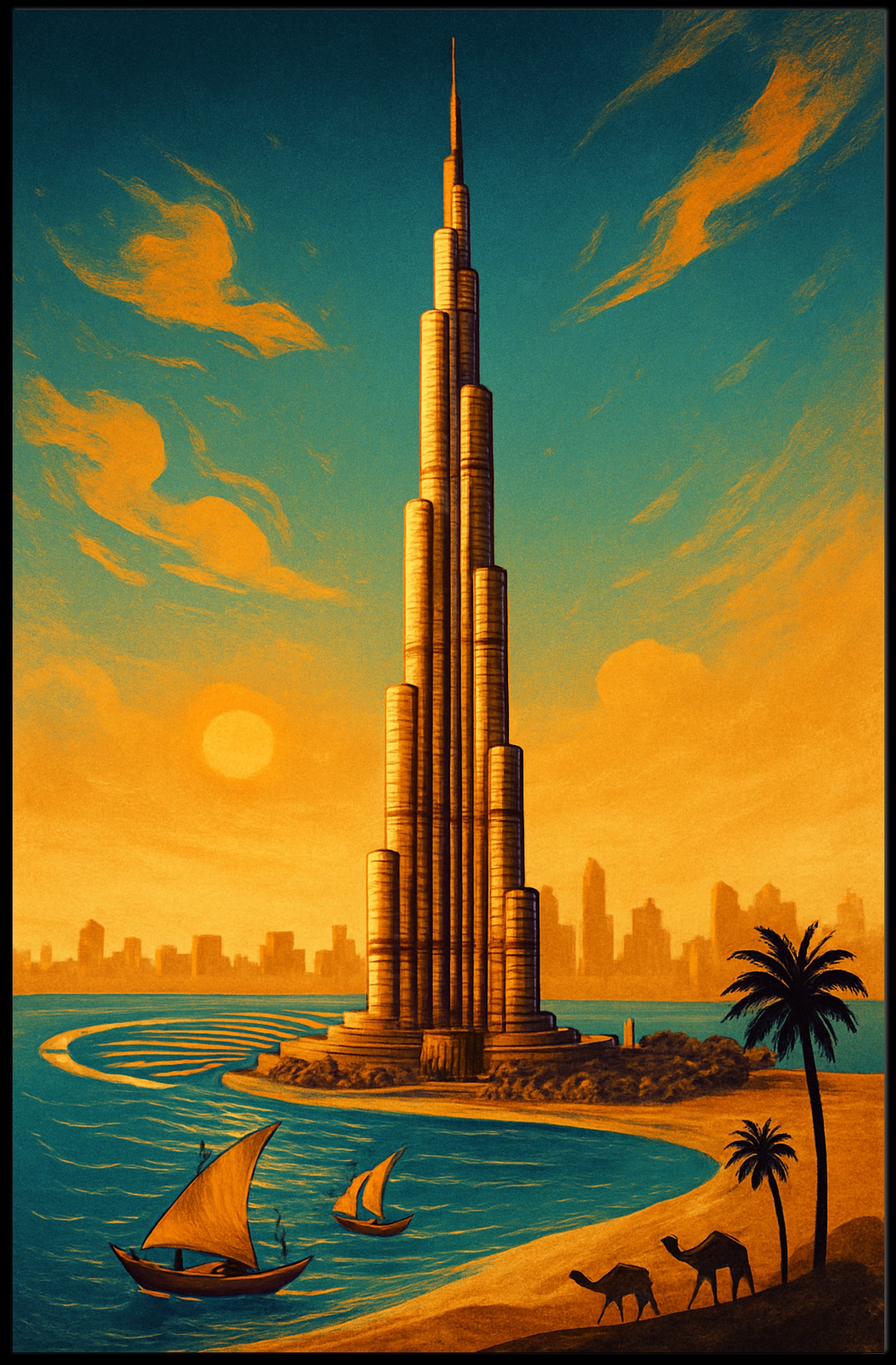 Towering Marvels of Dubai Wall Art Print PosterGoat