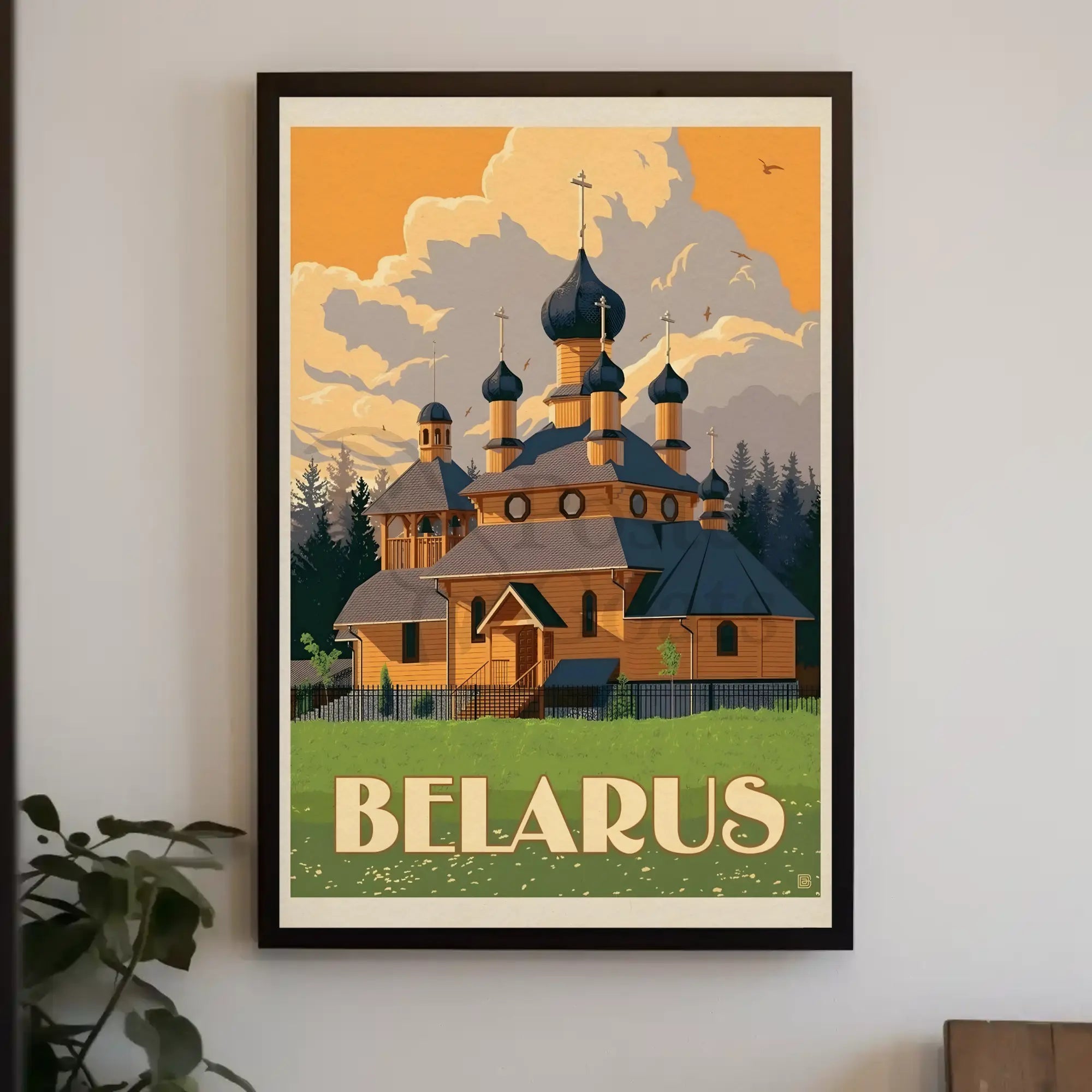 Traditional Belarusian Church Vintage Travel Poster PosterGoat