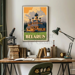 Traditional Belarusian Church Vintage Travel Poster PosterGoat