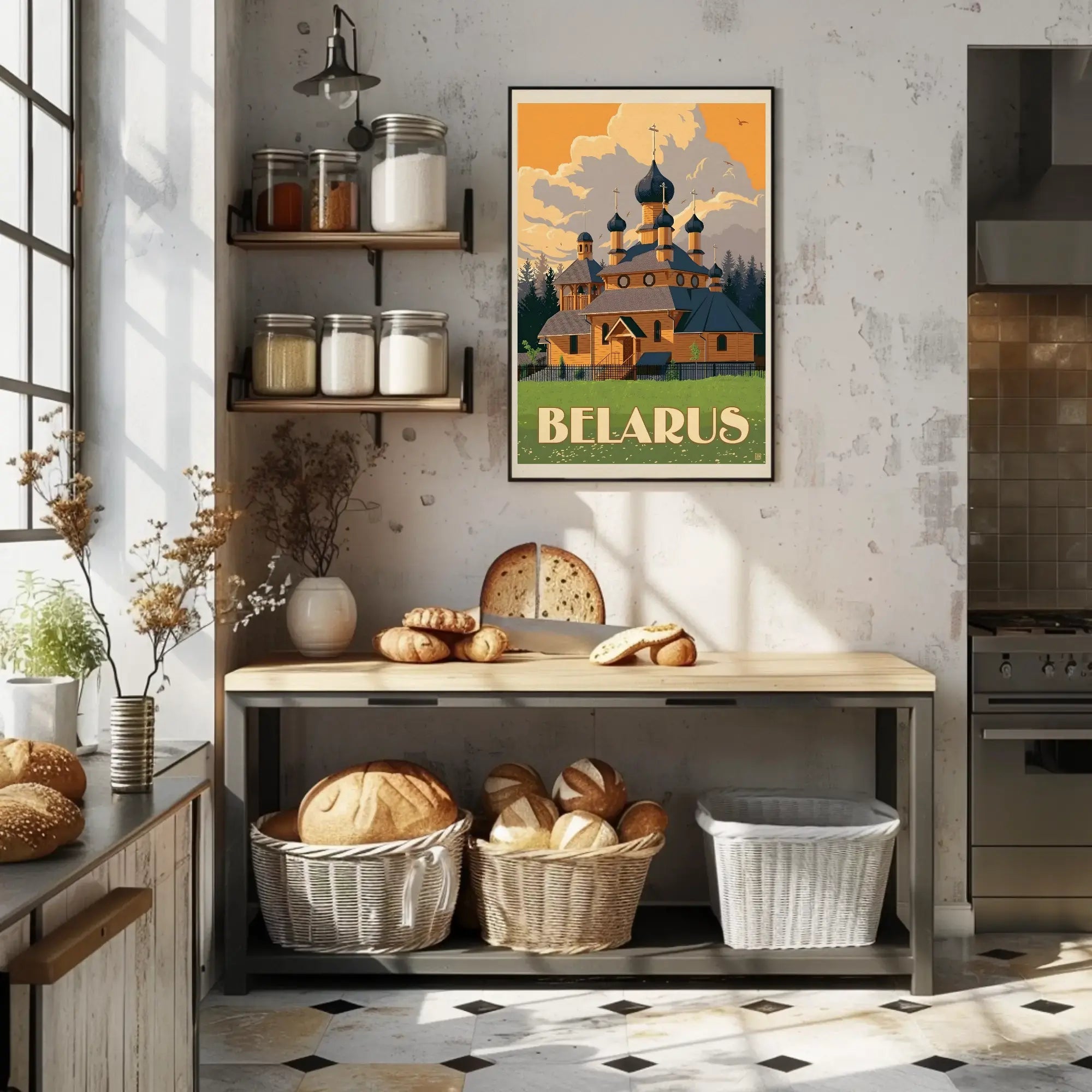 Traditional Belarusian Church Vintage Travel Poster PosterGoat