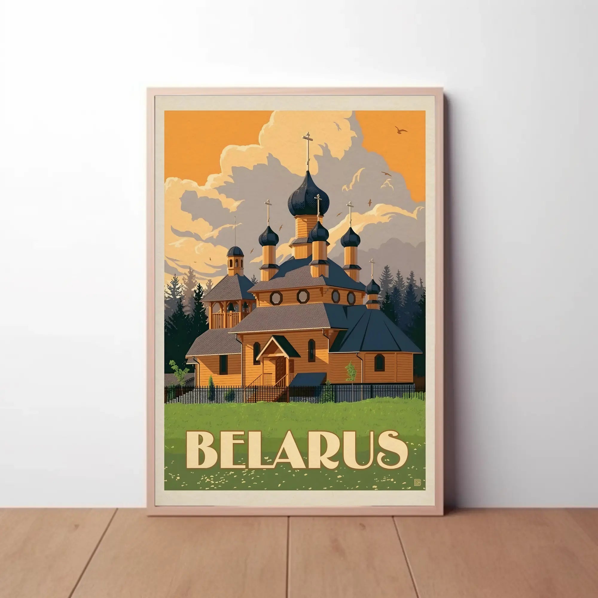 Traditional Belarusian Church Vintage Travel Poster PosterGoat