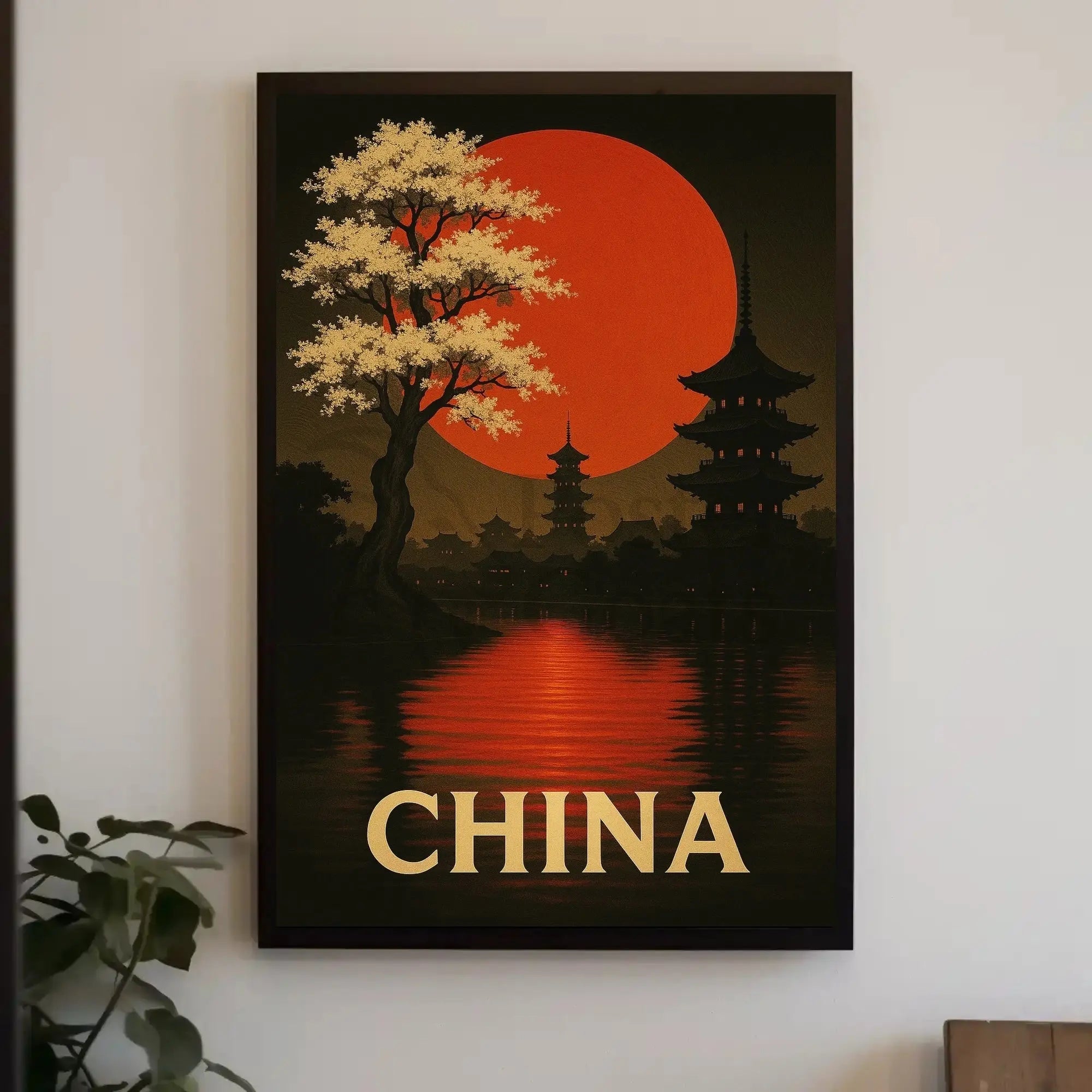 Traditional Chinese Architecture Amid Sunset Cultural Heritage Poster PosterGoat