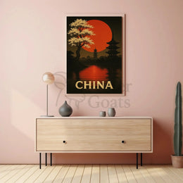 Traditional Chinese Architecture Amid Sunset Cultural Heritage Poster PosterGoat