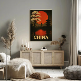 Traditional Chinese Architecture Amid Sunset Cultural Heritage Poster PosterGoat