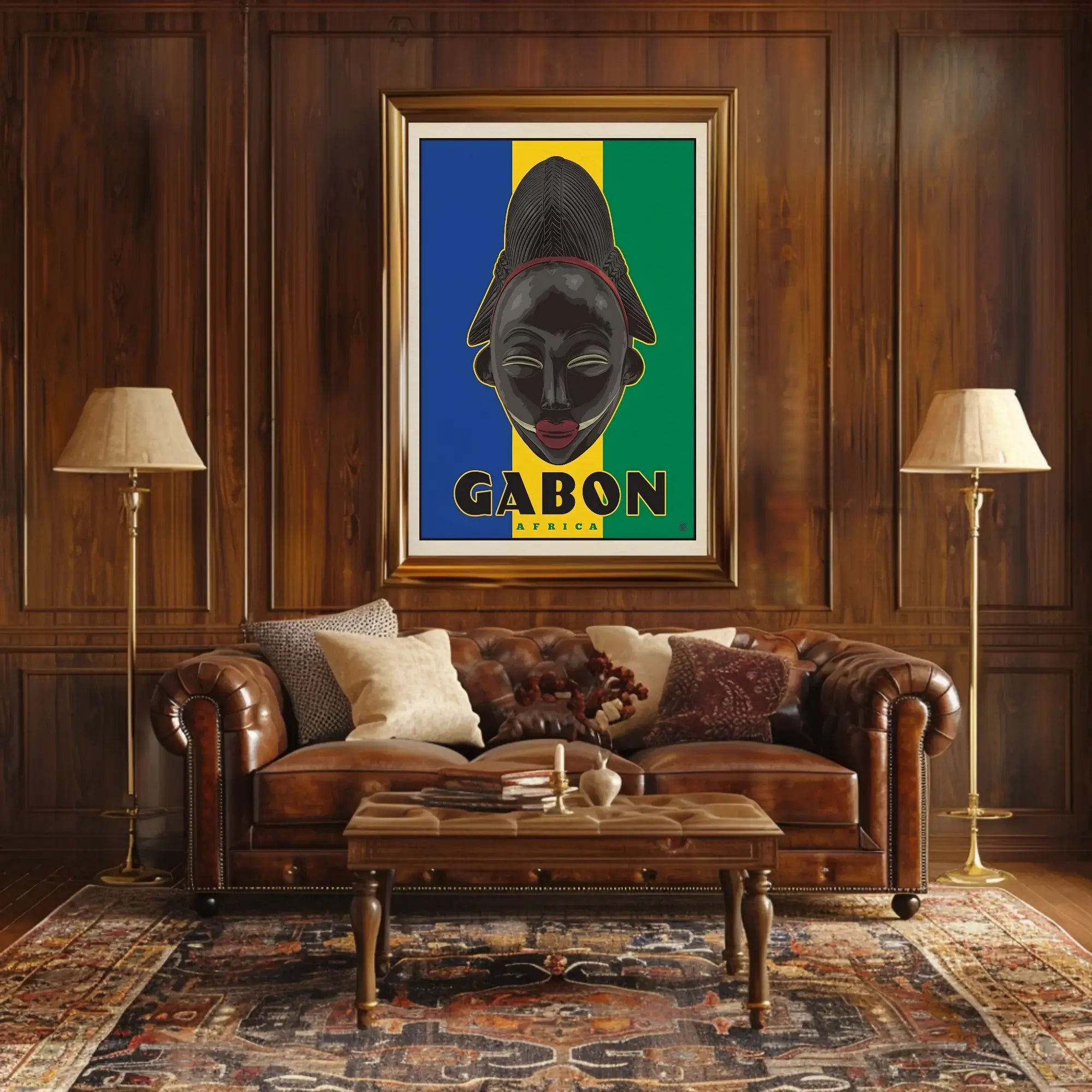 Traditional Gabonese Mask Celebration Cultural or Heritage Poster PosterGoat