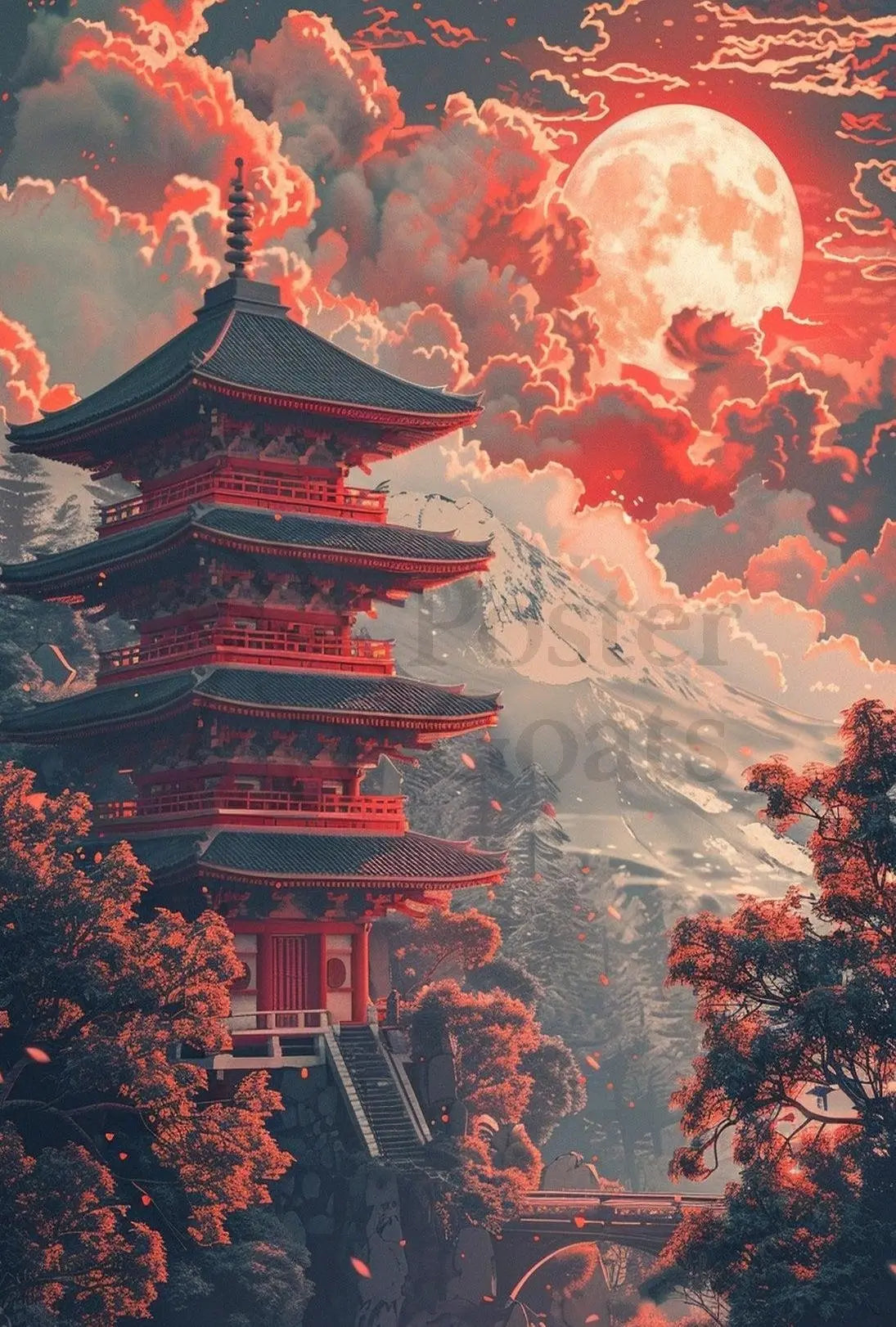 Traditional Japanese Pagoda Art Print - Cultural or Heritage Poster PosterGoat