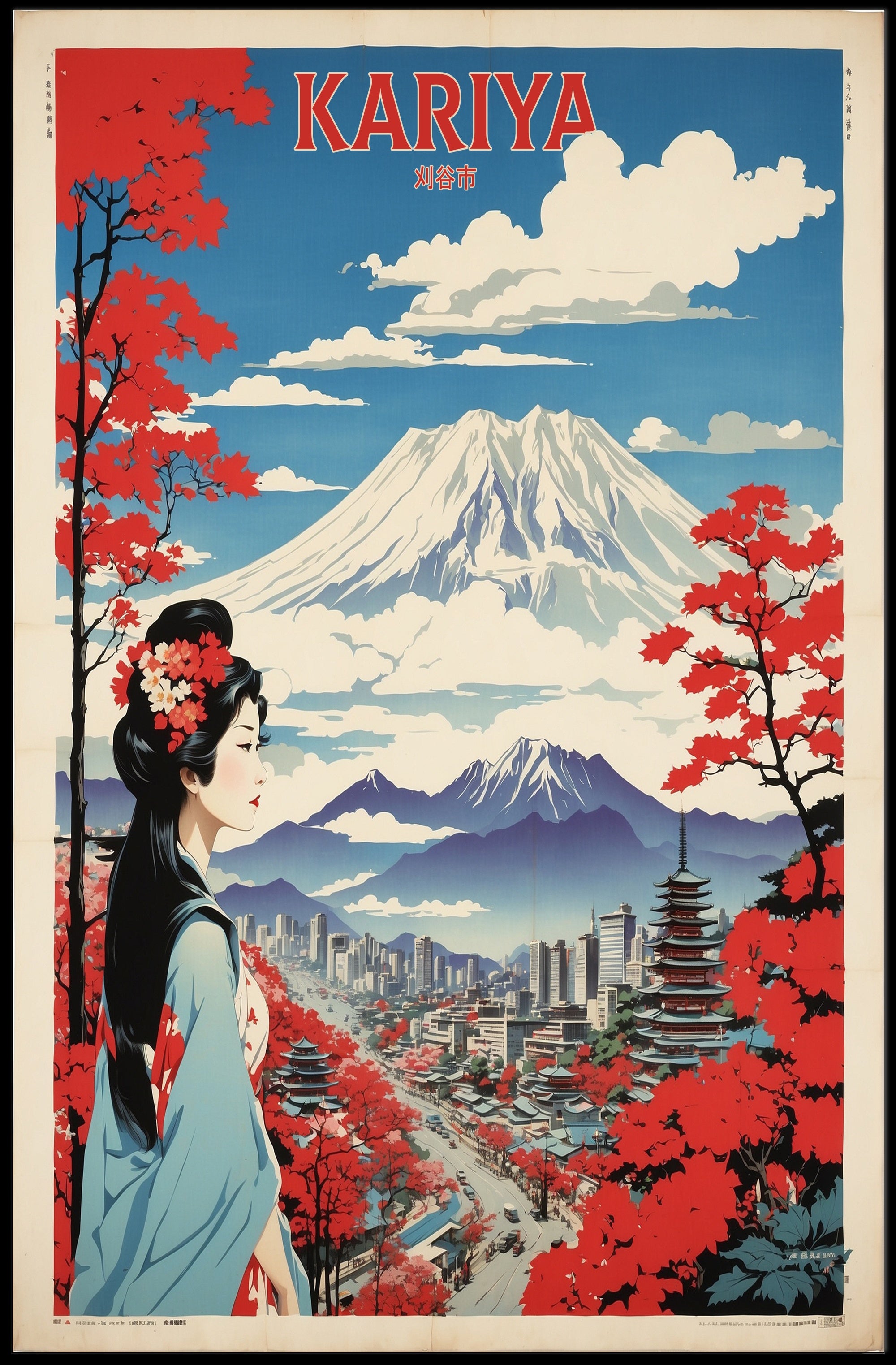 Traditional and Modern Japan Fusion Urban or Cityscape Poster PosterGoat