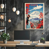 Traditional and Modern Japan Fusion Urban or Cityscape Poster PosterGoat