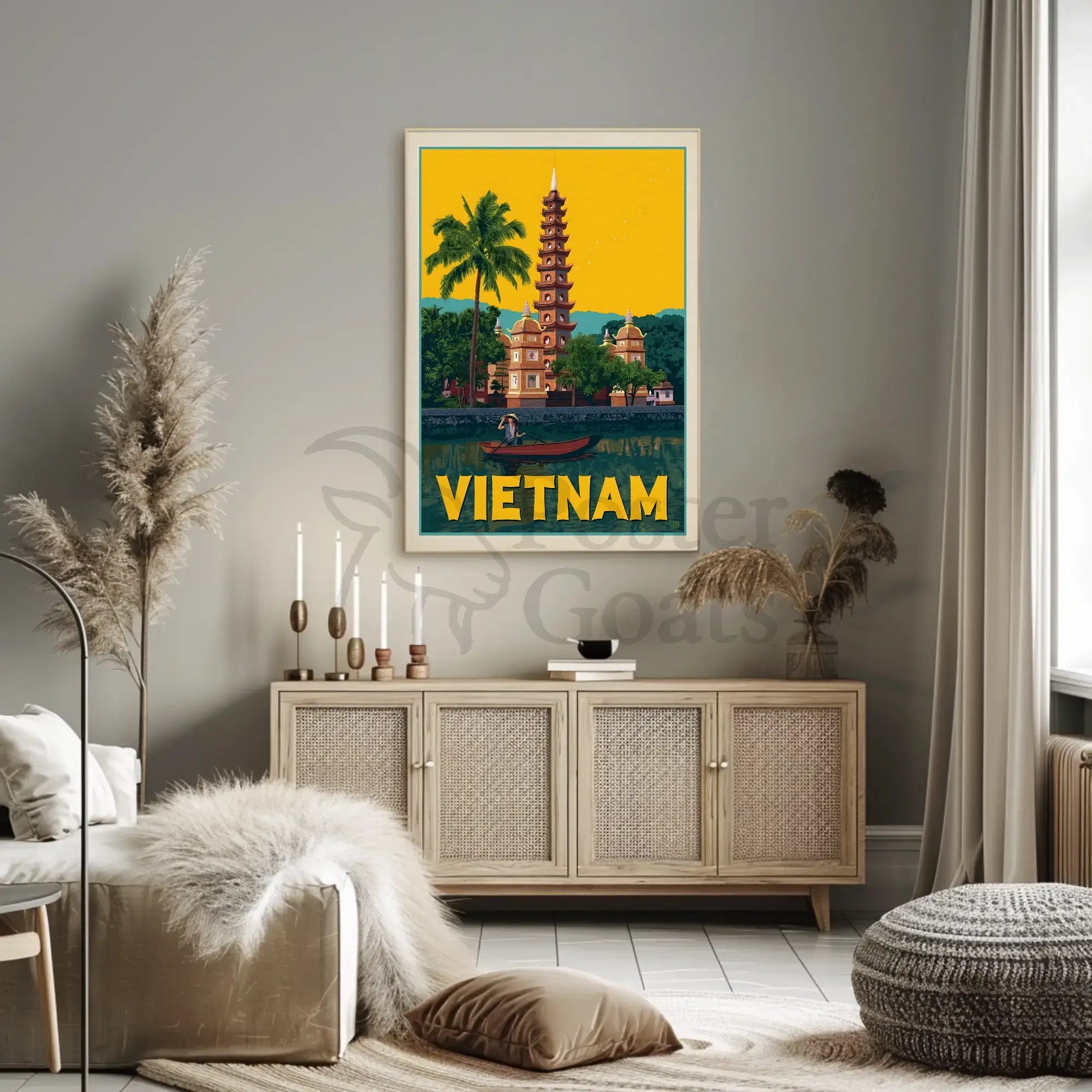 Tran Quoc Pagoda Vintage Vietnam Travel Poster PosterGoat