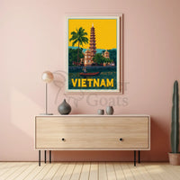 Tran Quoc Pagoda Vintage Vietnam Travel Poster PosterGoat