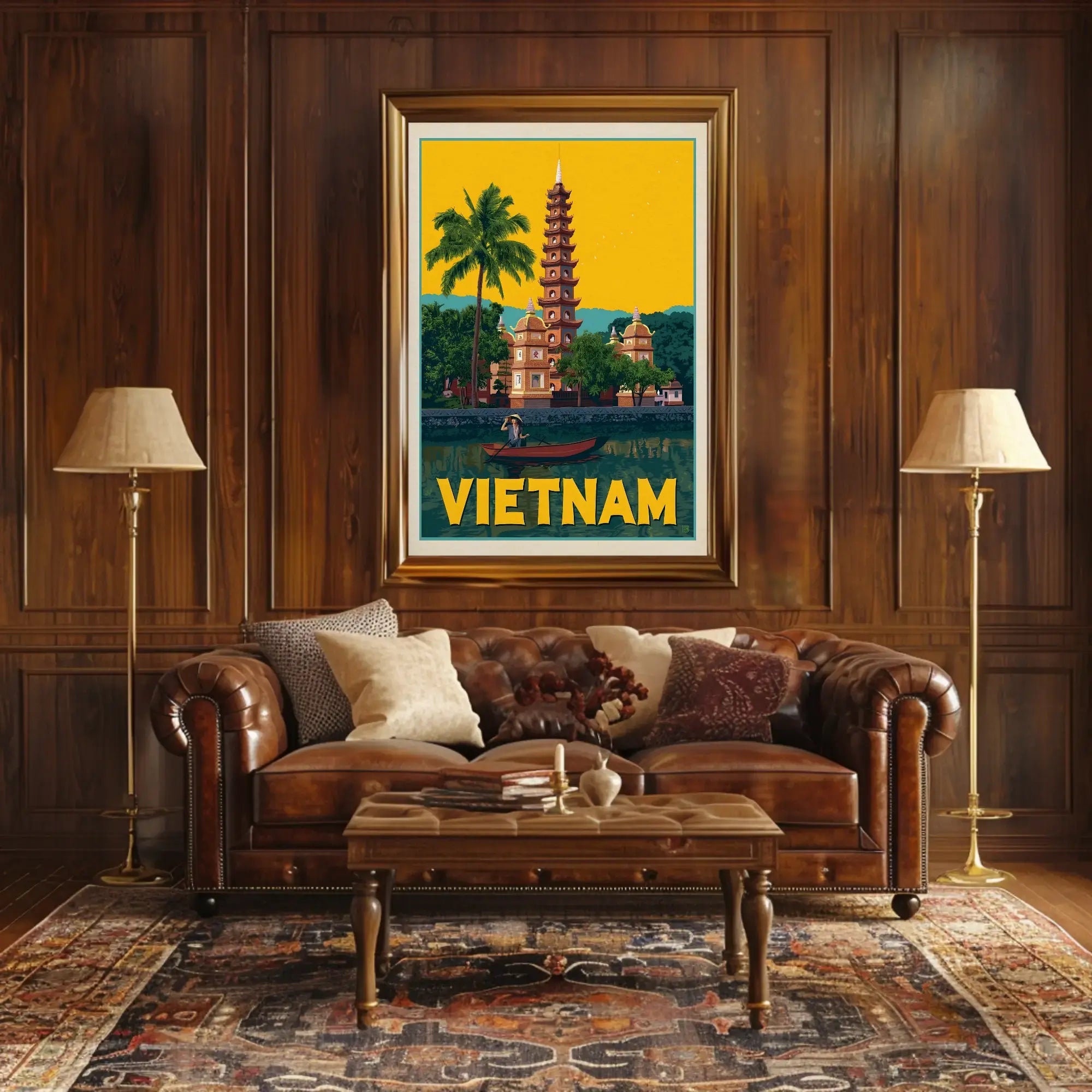 Tran Quoc Pagoda Vintage Vietnam Travel Poster PosterGoat